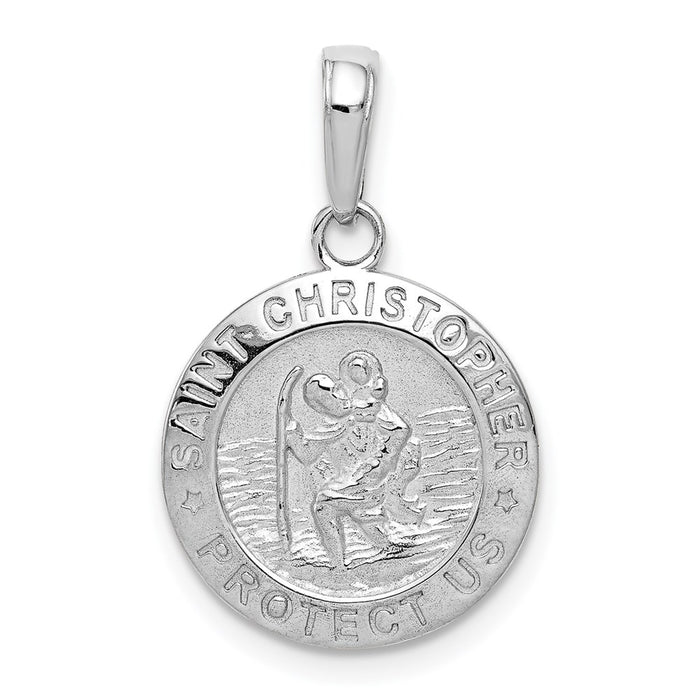Million Charms 14K White Gold Themed Religious Saint Christopher Medal Charm