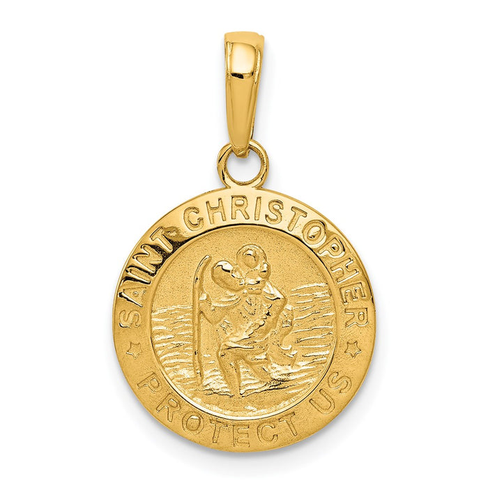 Million Charms 14K Yellow Gold Themed Religious Saint Christopher Medal Charm