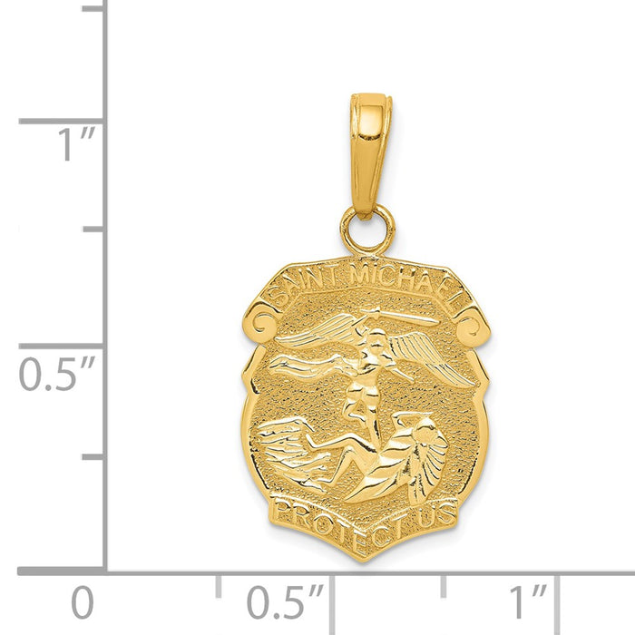 Million Charms 14K Yellow Gold Themed Religious Saint Michael Medal Badge Pendant