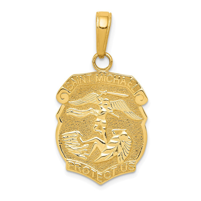 Million Charms 14K Yellow Gold Themed Religious Saint Michael Medal Badge Pendant