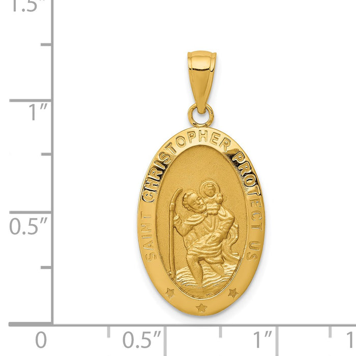 Million Charms 14K Yellow Gold Themed Religious Saint Christopher Medal Pendant