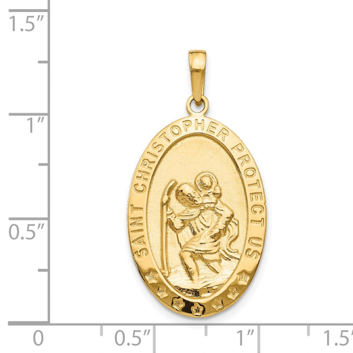 Million Charms 14K Yellow Gold Themed Religious Saint Christopher Medal Pendant