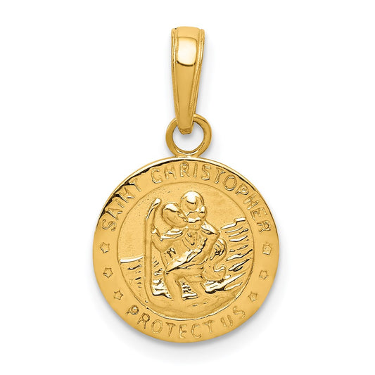 Million Charms 14K Yellow Gold Themed Religious Saint Christopher Medal Charm