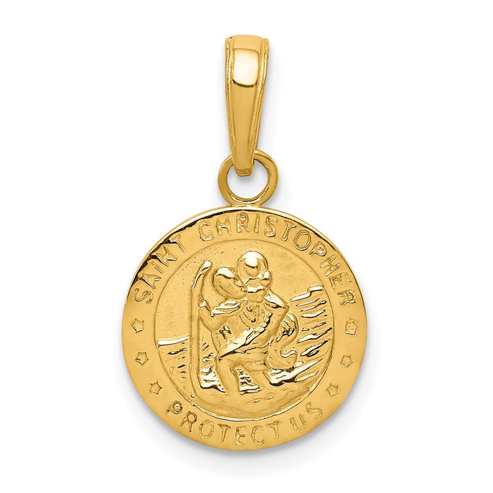 Million Charms 14K Yellow Gold Themed Religious Saint Christopher Medal Charm