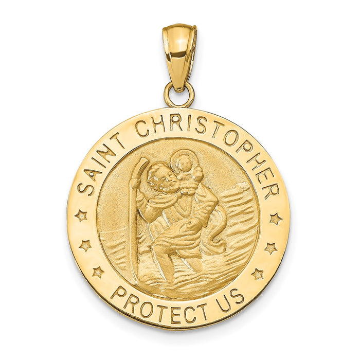 Million Charms 14K Yellow Gold Themed Religious Saint Christopher Medal Pendant