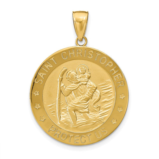Million Charms 14K Yellow Gold Themed Religious Saint Christopher Medal Pendant