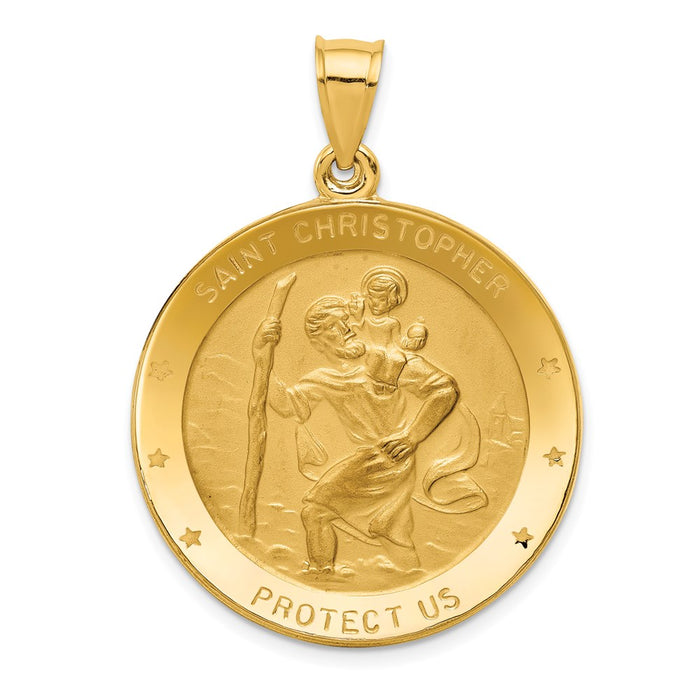 Million Charms 14K Yellow Gold Themed Religious Saint Christopher Medal Pendant