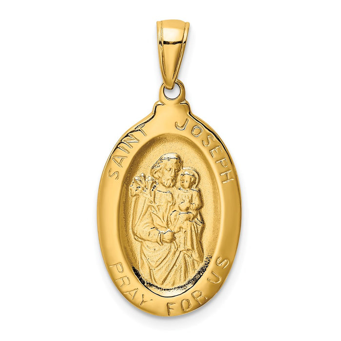 Million Charms 14K Yellow Gold Themed Religious Saint Joseph Medal Pendant