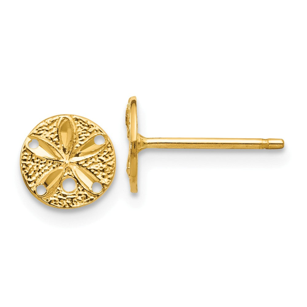 Million Charms 14k Yellow Gold Diamond-Cut Sand Dollar Post Earrings, 8mm x 8mm