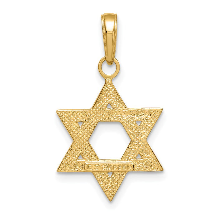 Million Charms 14K Yellow Gold Themed Solid Satin Religious Jewish Star Of David Charm