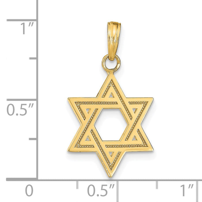 Million Charms 14K Yellow Gold Themed Solid Satin Religious Jewish Star Of David Charm