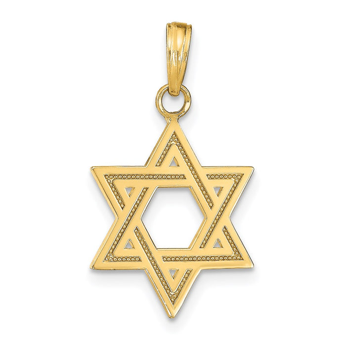 Million Charms 14K Yellow Gold Themed Solid Satin Religious Jewish Star Of David Charm