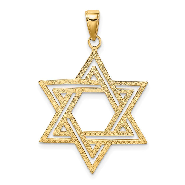 Million Charms 14K Yellow Gold Themed Solid Polished Religious Jewish Star Of David Charm