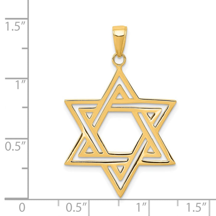 Million Charms 14K Yellow Gold Themed Solid Polished Religious Jewish Star Of David Charm