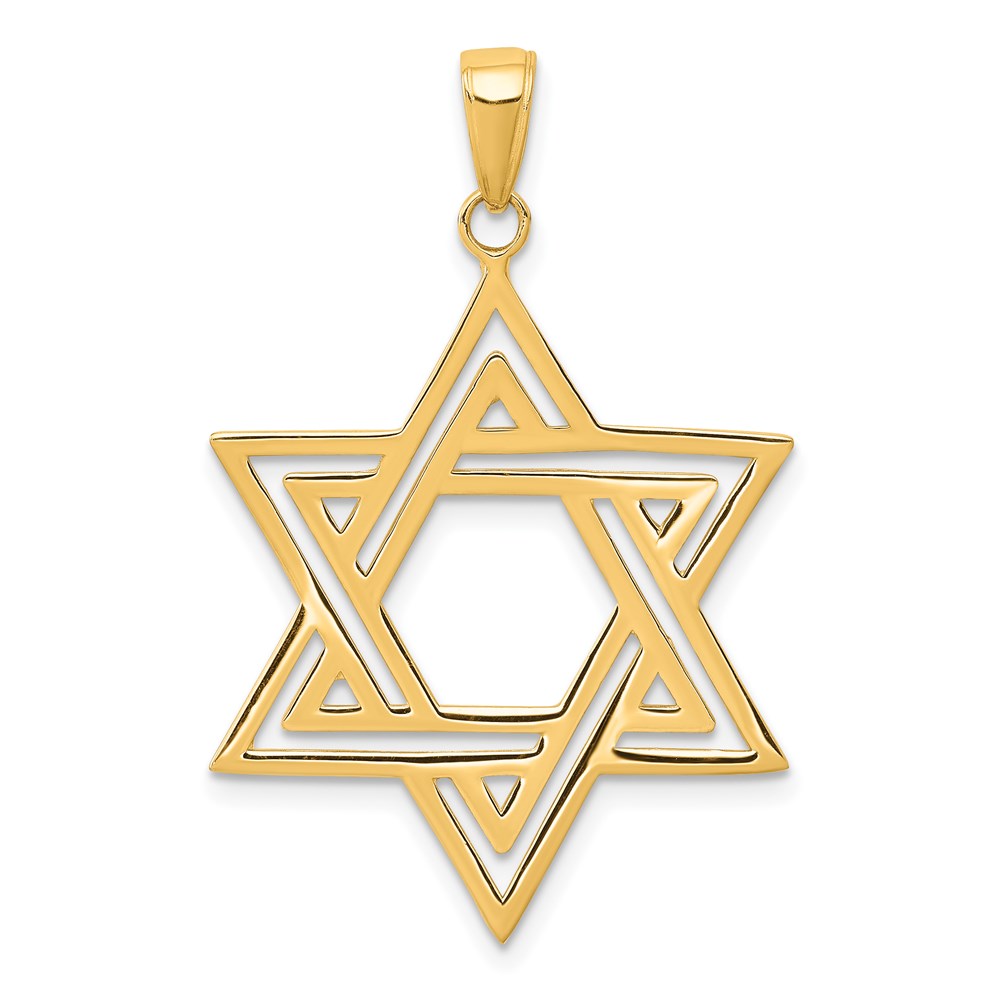 Million Charms 14K Yellow Gold Themed Solid Polished Religious Jewish Star Of David Charm