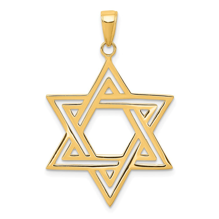 Million Charms 14K Yellow Gold Themed Solid Polished Religious Jewish Star Of David Charm