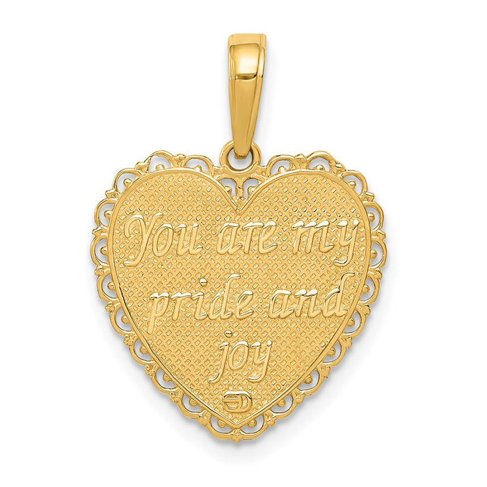 Million Charms 14K Yellow Gold Themed Reversible For My Daughter Heart Pendant