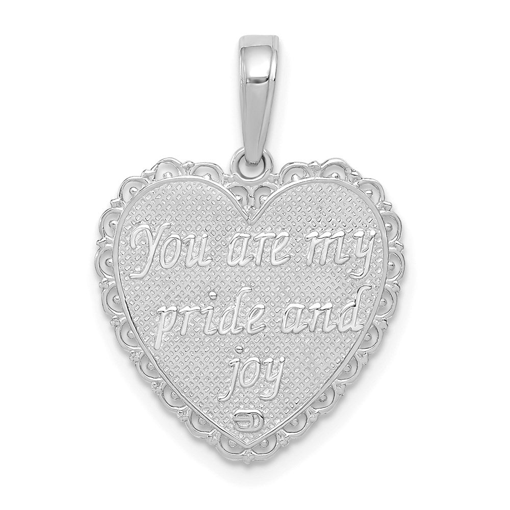 Million Charms 14K White Gold Themed Reversible For My Daughter Heart Pendant