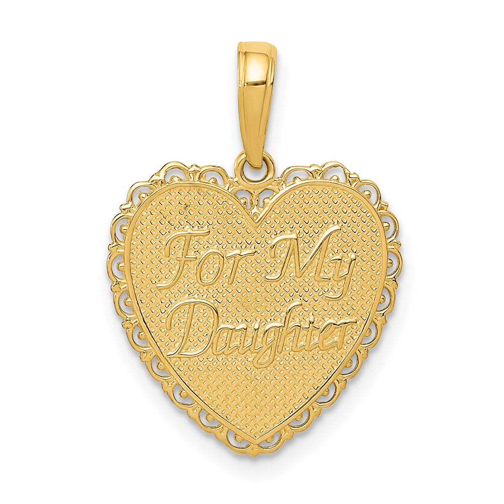 Million Charms 14K Yellow Gold Themed Reversible For My Daughter Heart Pendant