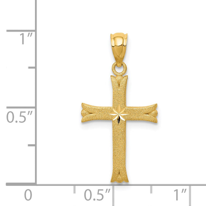 Million Charms 14K Yellow Gold Themed Satin Relgious Cross Charm