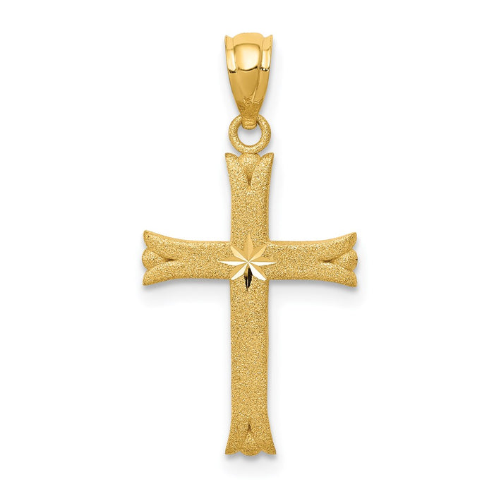 Million Charms 14K Yellow Gold Themed Satin Relgious Cross Charm