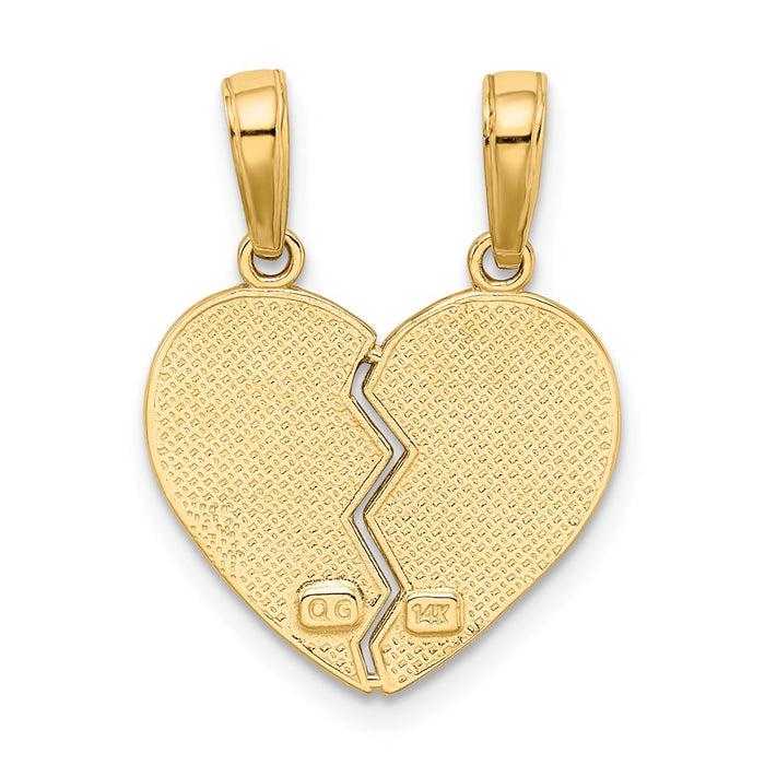 Million Charms 14K Yellow Gold Themed I Love You Break Apart Heart Charm