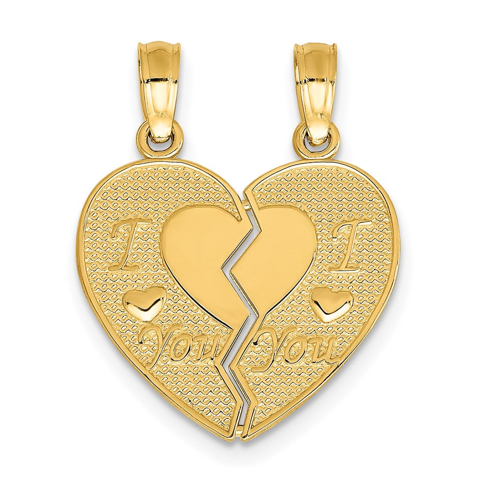Million Charms 14K Yellow Gold Themed I Love You Break Apart Heart Charm