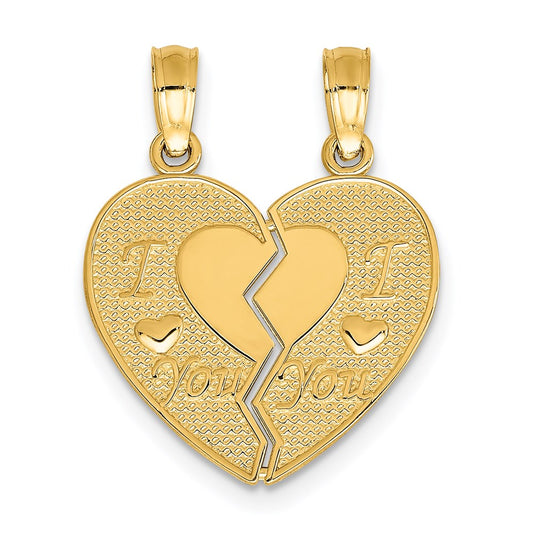 Million Charms 14K Yellow Gold Themed I Love You Break Apart Heart Charm
