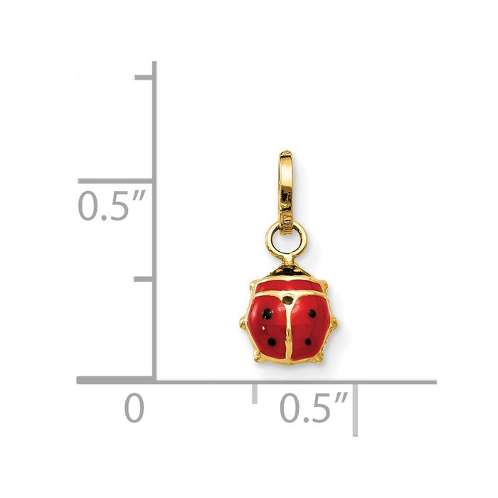 Million Charms 14K Yellow Gold Themed Enameled Ladybug Charm