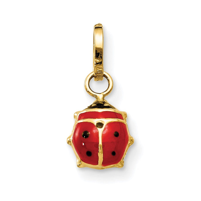 Million Charms 14K Yellow Gold Themed Enameled Ladybug Charm