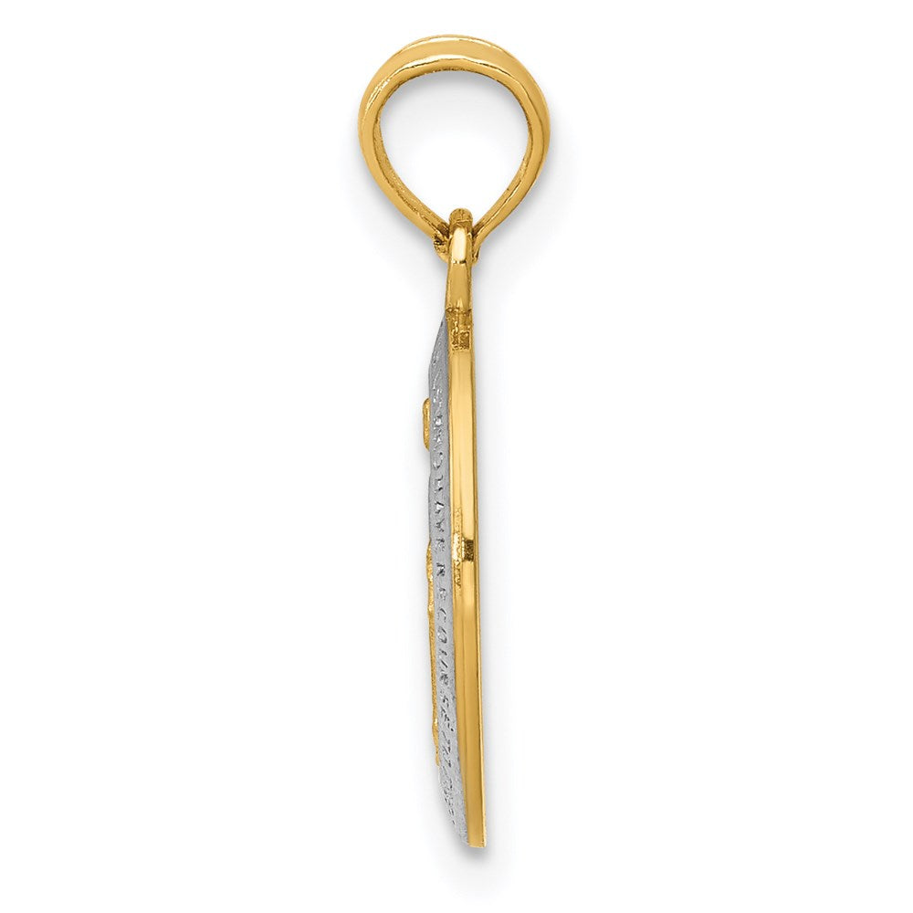 Million Charms 14K Yellow Gold Themed With Rhodium-plated Religious Miraculous Medal Charm