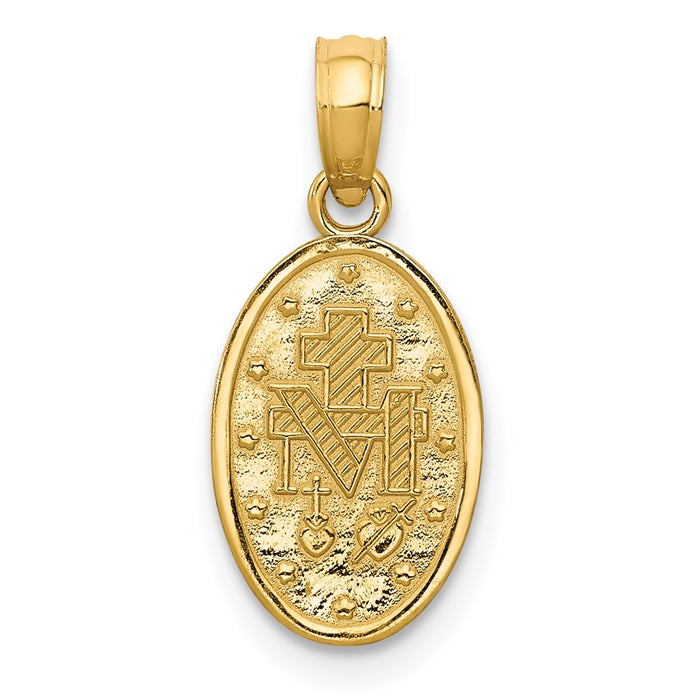 Million Charms 14K Yellow Gold Themed With Rhodium-plated Religious Miraculous Medal Charm