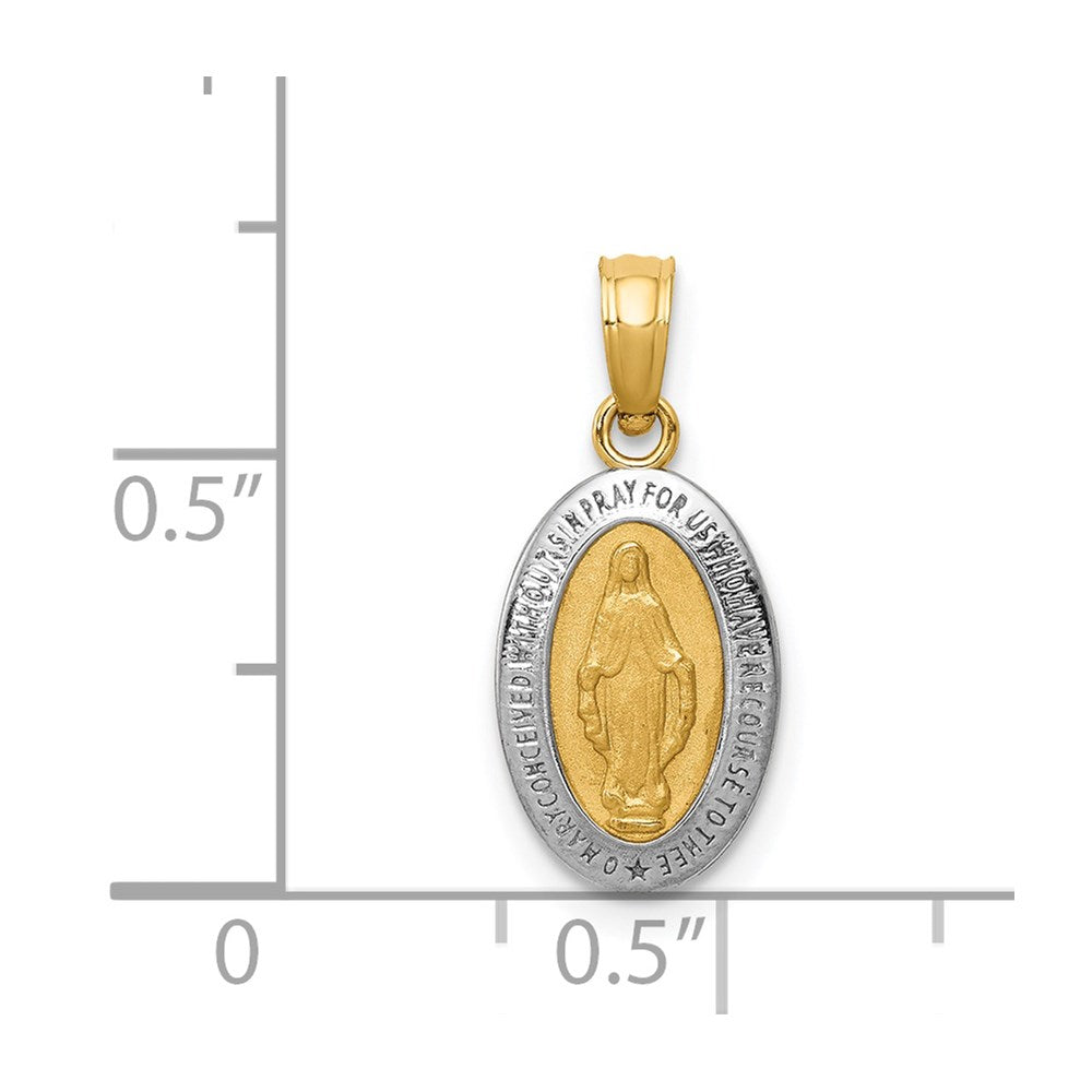 Million Charms 14K Yellow Gold Themed With Rhodium-plated Religious Miraculous Medal Charm
