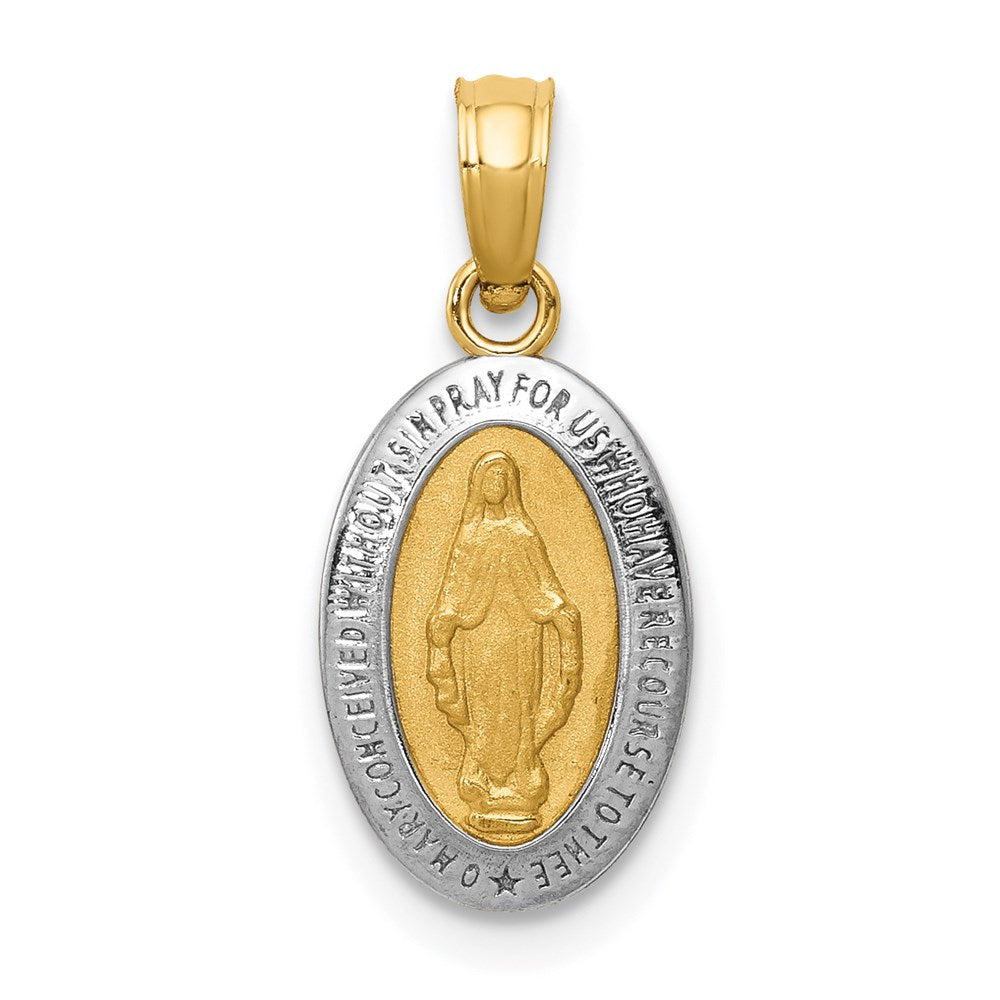 Million Charms 14K Yellow Gold Themed With Rhodium-plated Religious Miraculous Medal Charm