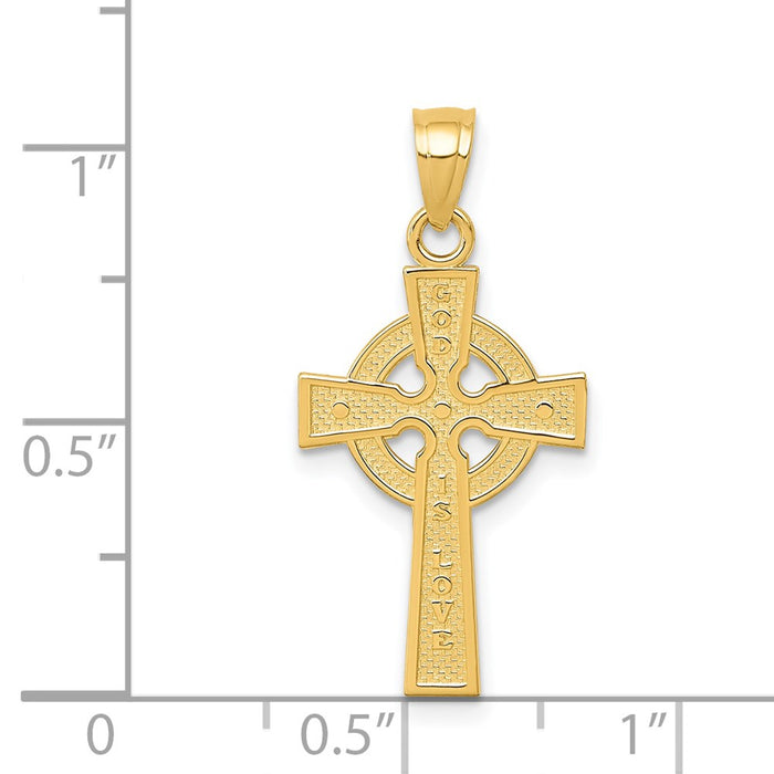 Million Charms 14K Yellow Gold Themed Reversible Celtic Relgious Cross Pendant