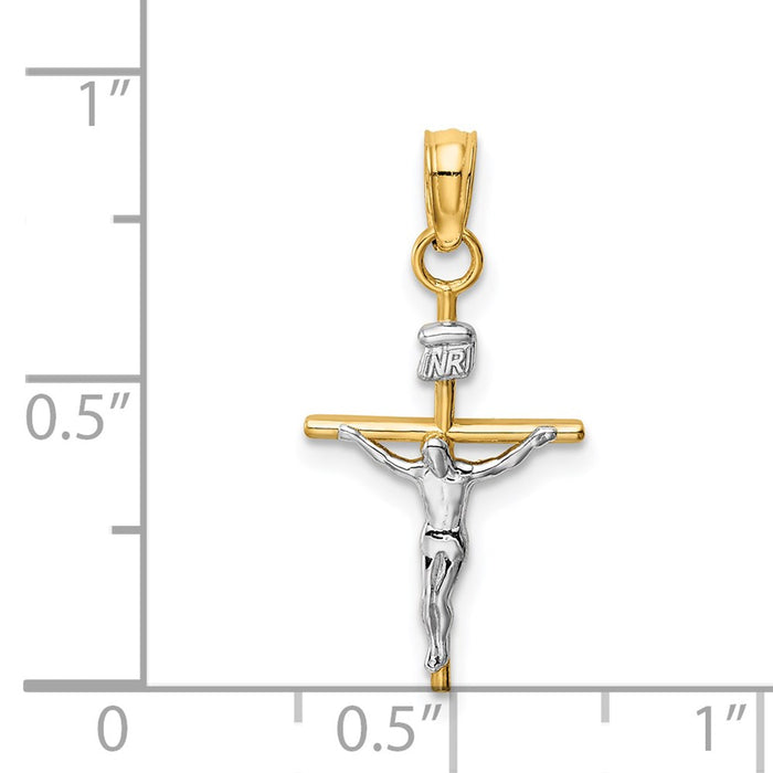 Million Charms 14K Two-Tone Inri Relgious Crucifix Pendant