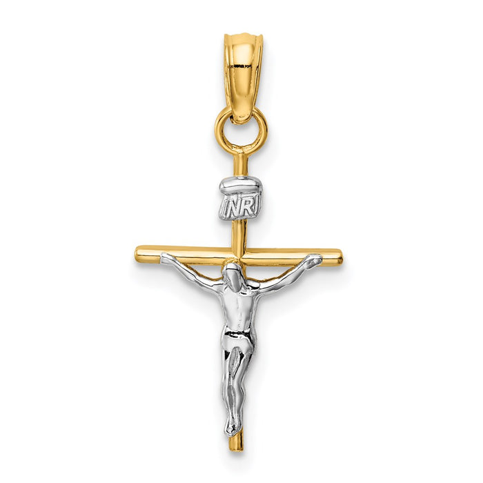 Million Charms 14K Two-Tone Inri Relgious Crucifix Pendant