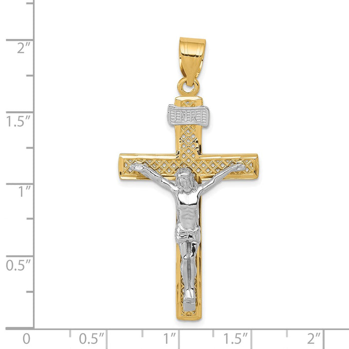 Million Charms 14K Two-Tone Inri Relgious Crucifix Pendant