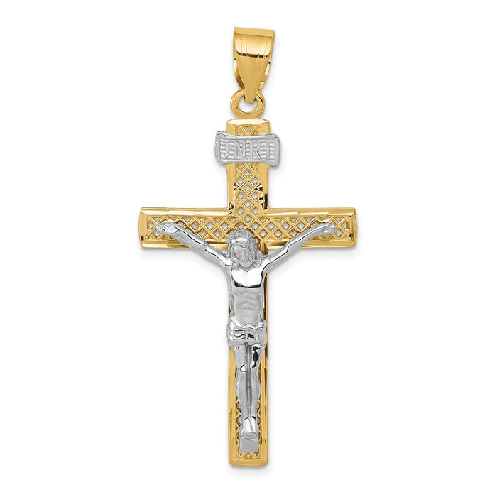 Million Charms 14K Two-Tone Inri Relgious Crucifix Pendant