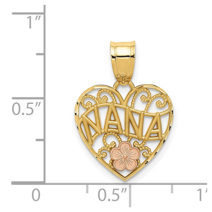 Million Charms 14K Two-Tone Nana Heart Pendant