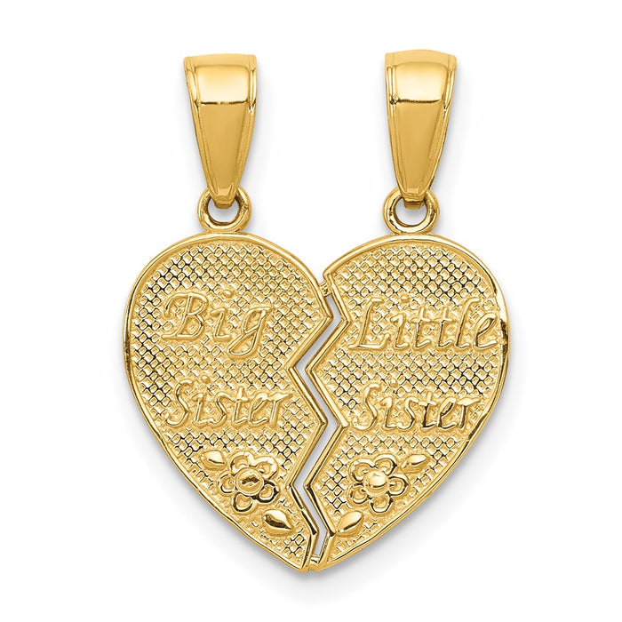 Million Charms 14K Yellow Gold Themed Big Sister/Little Sister Break-Apart Charm