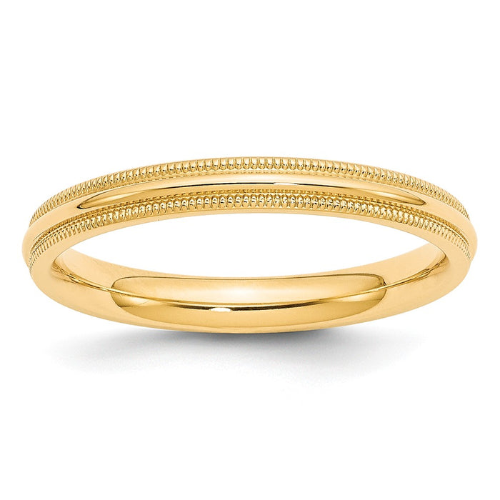 14k Yellow Gold 3mm Milgrain Comfort Fit Wedding Band Size 5.5