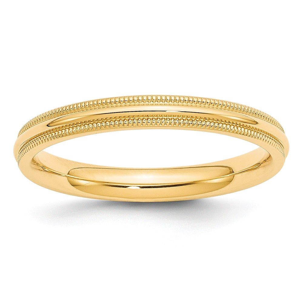 14k Yellow Gold 3mm Milgrain Comfort Fit Wedding Band Size 4