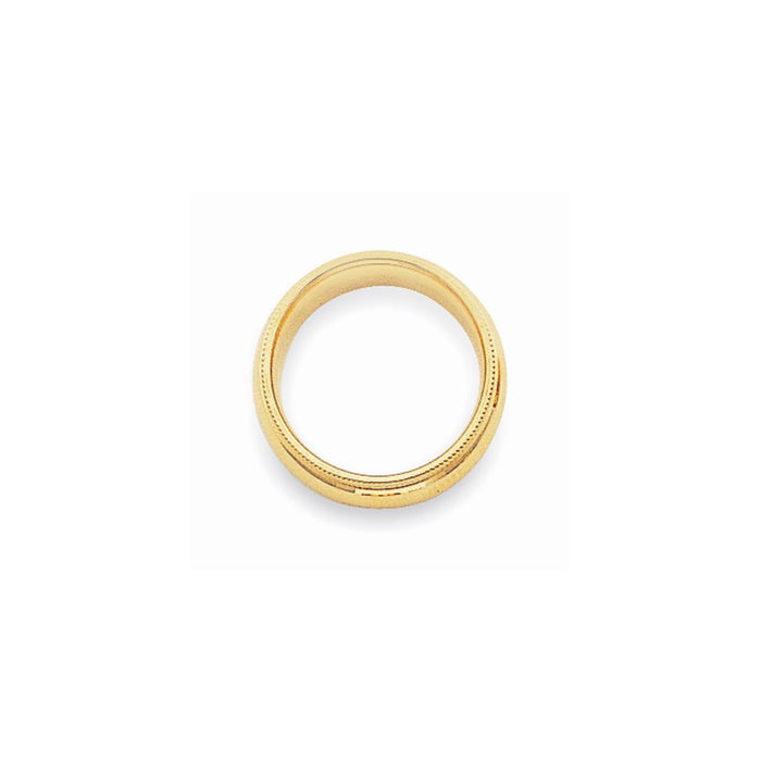 14k Yellow Gold 4mm Milgrain Comfort Wedding Band, Size: 6