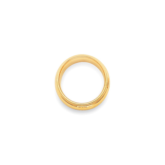 14k Yellow Gold 4mm Milgrain Comfort Wedding Band, Size: 4.5