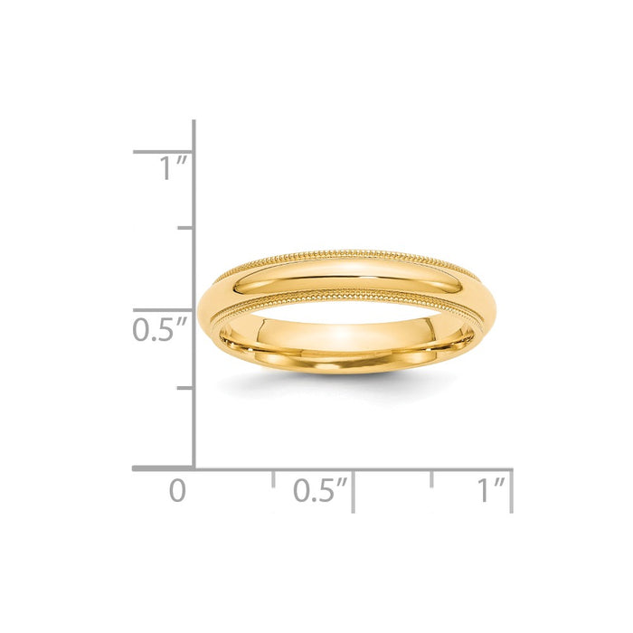 14k Yellow Gold 4mm Milgrain Comfort Wedding Band, Size: 9