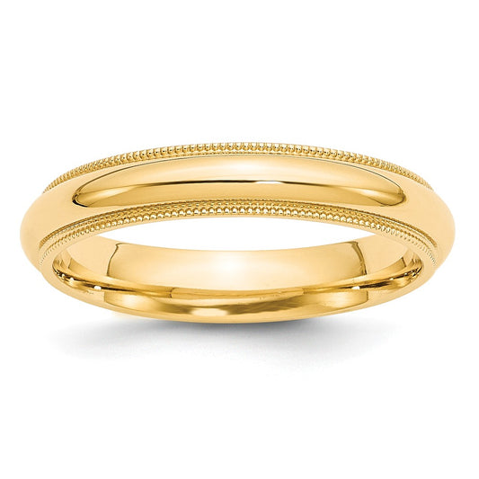 14k Yellow Gold 4mm Milgrain Comfort Wedding Band, Size: 7