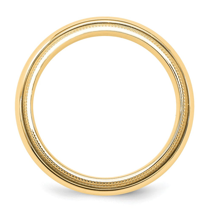 14k Yellow Gold 5mm Milgrain Comfort Wedding Band, Size: 7