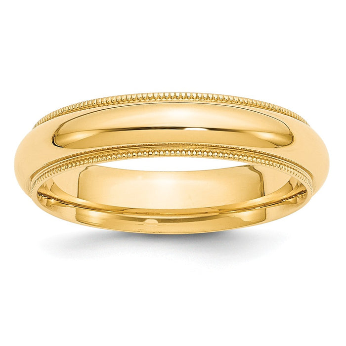 14k Yellow Gold 5mm Milgrain Comfort Wedding Band, Size: 7