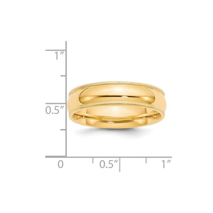 14k Yellow Gold 6mm Milgrain Comfort Wedding Band, Size: 4.5